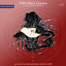Load image into Gallery viewer, PRE-ORDER FINAL RESTOCK | FMA Back Quotes | Seven Deadly Sins Hard Enamel Pins