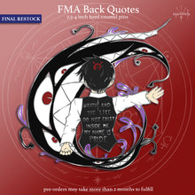 Load image into Gallery viewer, PRE-ORDER FINAL RESTOCK | FMA Back Quotes | Seven Deadly Sins Hard Enamel Pins