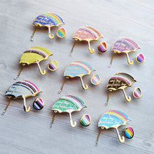 Load image into Gallery viewer, ***RETIRING last chance!*** Rainbow Days Umbrella Enamel Pins | Pride