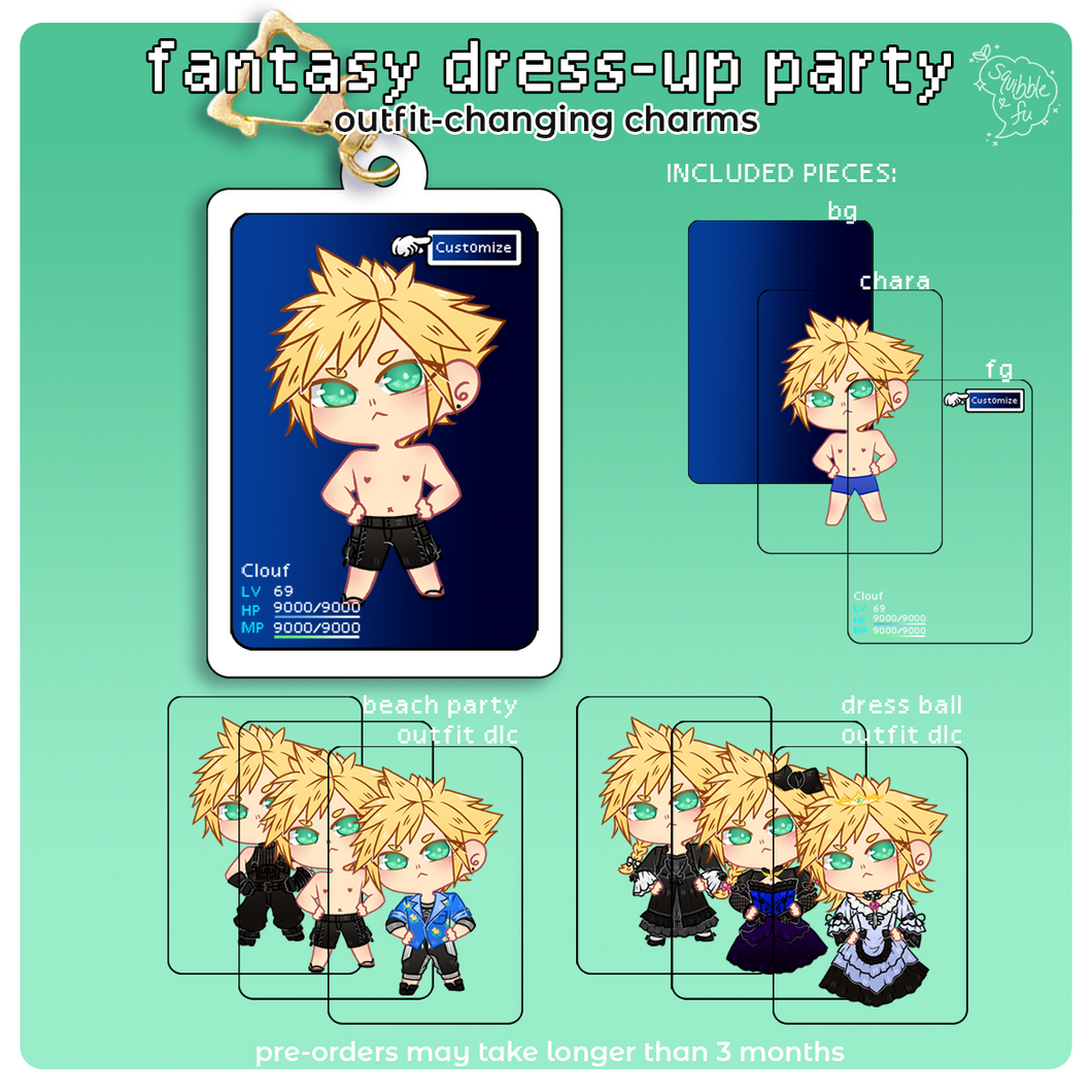 PRE-ORDER FFVIIR Cloud | Fantasy Dress-Up Party | Outfit Changing Charms