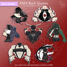 Load image into Gallery viewer, PRE-ORDER FMA Sins 2025 | Back Quotes | Enamel Pins
