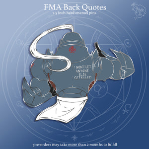 PRE-ORDER FMA Restocks 2025 | Back Quotes | Enamel Pins