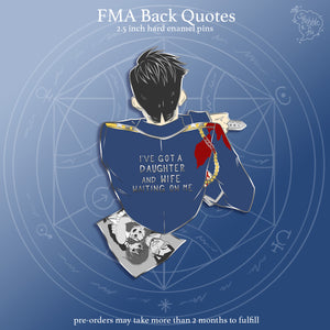 PRE-ORDER FMA Restocks 2025 | Back Quotes | Enamel Pins