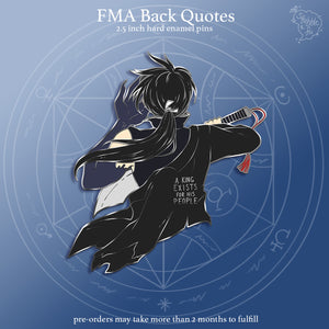 PRE-ORDER FMA Restocks 2025 | Back Quotes | Enamel Pins