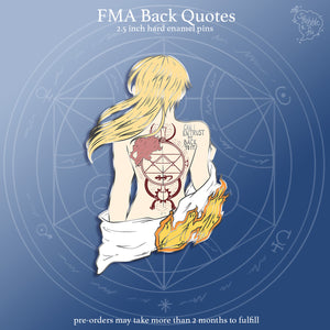PRE-ORDER FMA Restocks 2025 | Back Quotes | Enamel Pins