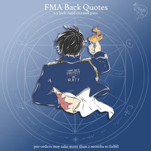 PRE-ORDER FMA Restocks 2025 | Back Quotes | Enamel Pins