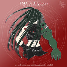 Load image into Gallery viewer, PRE-ORDER FMA Sins 2025 | Back Quotes | Enamel Pins
