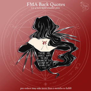 PRE-ORDER FMA Sins 2025 | Back Quotes | Enamel Pins