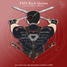 Load image into Gallery viewer, PRE-ORDER FMA Sins 2025 | Back Quotes | Enamel Pins
