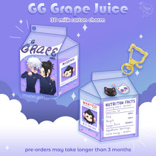 Load image into Gallery viewer, PRE-ORDER GG Grape Juice | JJK Gojo Geto SatoSugu | Milk Carton Charm
