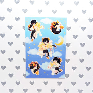 Starlit Amber | Sleepy Zhongli x Traveler | Sticker Sheet